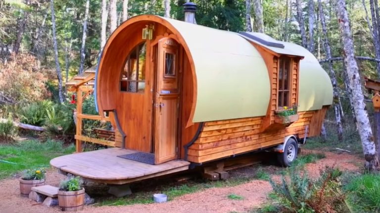 Wagon Style Tiny House Built With Reclaimed Materials